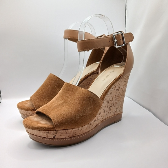 Marc Fisher Shoes - Marc Fisher Women's HILLORY Suede Cork Wedge Brown Sandals Size 10